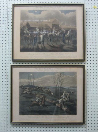 After H Alkin, 4 coloured prints "The First Grand National" contained in Hogarth frames 10" x 14"