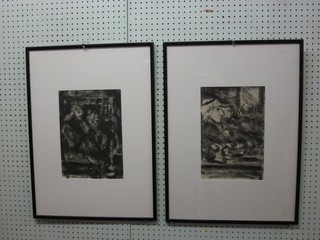 4 pencil drawings "Eastern Scenes with Figures" 13" x 8 1/2"