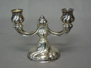 A Continental silver twin light candelabrum marked 830 7"
