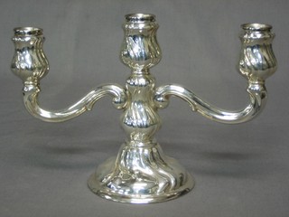 A Continental silver 3 light candelabrum marked 835