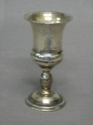 A Continental engraved white metal goblet 5"