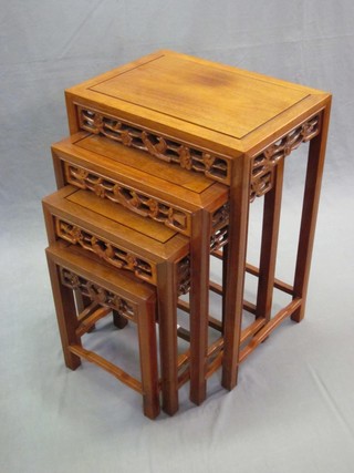 A rectangular quartetto of Eastern hardwood interfitting coffee tables 20"