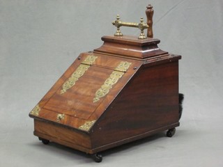 A Victorian mahogany coal box with brass banding 15"