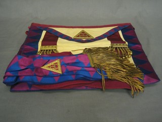 3 Royal Arch Chapter Principals aprons together with a sash and a past Z collar