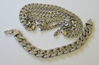 3 heavy silver flat link chains 8 ozs