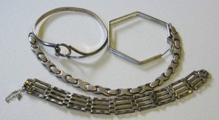 2 silver bangles and 2 silver bracelets 1 ozs