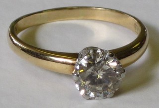 An  18ct yellow gold dress/engagement ring set a circular solitaire rose cut diamond, approx 1.25ct