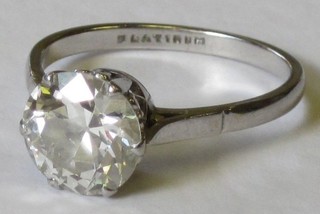 A lady's  platinum dress/engagement ring set a circular cut diamond, approx 2.75cts