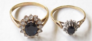 2 gold dress rings set black and white stones