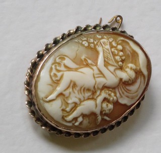 A shell carved cameo portrait brooch