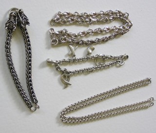 2 silver chains and 2 silver bracelets