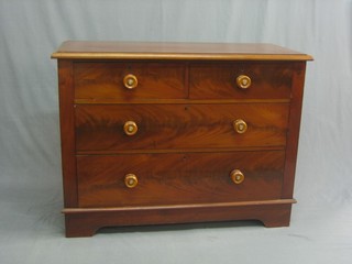 A Victorian mahogany chest of 2 short and 2 long drawers, raised on bracket feet 42"
