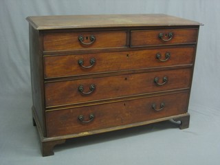 An 18th/19th Century oak chest of 2 short and 3 long drawers raised on bracket feet 43"
