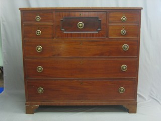 A 19th Century mahogany chest of 1 long, 4 short and 3 further long drawers, raised on bracket feet 47" 