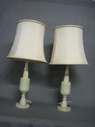 A pair of onyx club shaped table lamps 20"