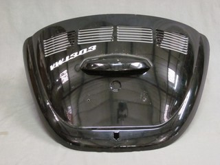 A black painted metal VW1303 Beatle car bonnet