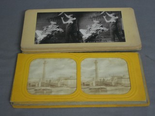 11 various black and white stereoscopic cards