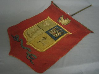 A Victorian armorial Berlin woolwork pole screen banner 18"