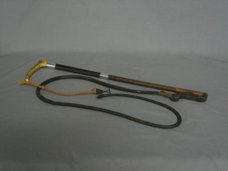A stag horn hunting whip