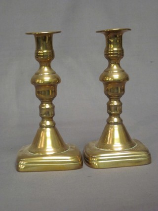 A pair of 19th Century brass candlesticks 8"