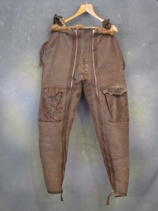 A pair of WWII Air Ministry issue Ervin suit trousers, the label marked AN Contract number H174362/40/CID Ervinsuit patent no. 407445/32 size 5, dated 1941