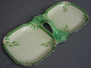 An Art Deco Burleighware rectangular twin compartment hors d'eouvres dish 12"