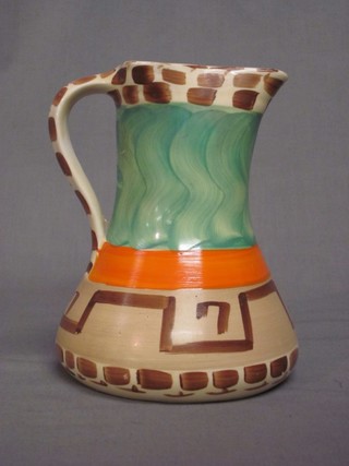 A Myott Art Deco brightly coloured pottery jug 7"