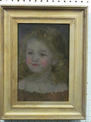 19th Century head and shoulders portrait of a girl 10" x 6 1/2"