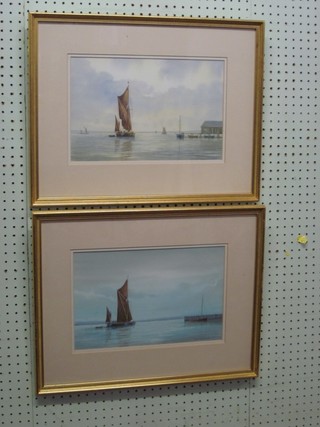 Alan Whitehead, a pair of watercolour drawings "Fishing Boats" 9" x 13"
