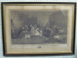 18th Century monochrome print "Rent Day" 16" x 24" (some light foxing)