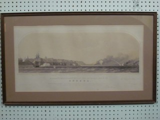 After R T W O Peny, a coloured print "Bombardment April 22 1854 of The Imperial Mole of Odessa" 12" x 24"