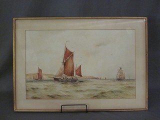 A 19th Century watercolour drawing "Shipping Off The Norman Coast" 15" x 24"