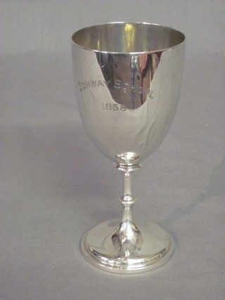 A Victorian silver goblet shaped trophy cup, London 1869, 3 ozs