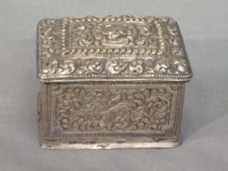 An Eastern embossed white metal  box and cover 2 1/2"