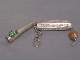 An Eastern silver nail guard and an octagonal Eastern silver trinket box