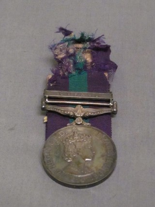 An Army and RAF General Service medal 1918-1962 Elizabeth II issue, 1 bar Cyprus to 23384550 Tpr. P M Finnegan Royal Horse Guards