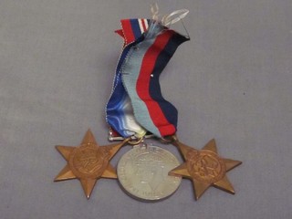 A group of 3 medals comprising 1939-45 Star, Atlantic Star and British War medal