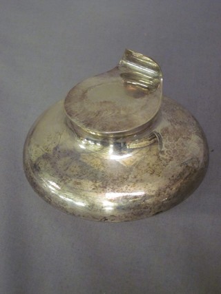 A silver plated capstan inkwell 4"