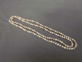 A rope of pink lustre pearls