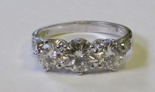 A lady's 18ct white gold dress ring set 3 diamonds, approx. 1.80ct