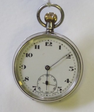 A silver cased open faced pocket watch
