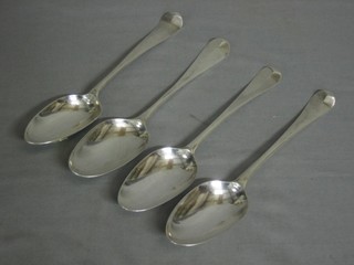 4 various Georgian Old English pattern bottom marked spoons with picture backs 6 ozs
