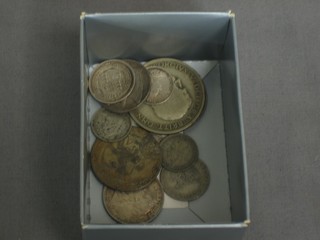 A Victorian 1 rupee, a Victorian 1 shilling 1899 and 9 other silver coins