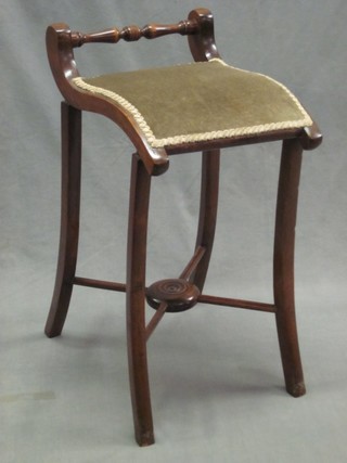 An Edwardian mahogany cello/harpists stool