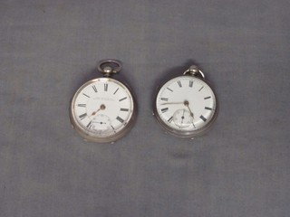 A silver open faced pocket watch by John Swain & Co. Bristol & Warrington and 1 other