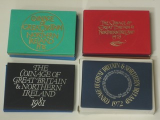 11 proof sets of British coins - 1970,72,73,74,75,76,77 x2,81,82 and 83