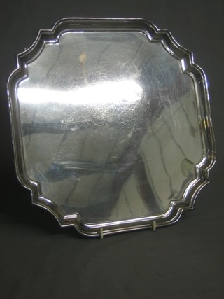 A square silver plated salver 11 1/2"