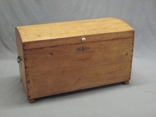 A Continental polished pine coffer with hinged lid 37"