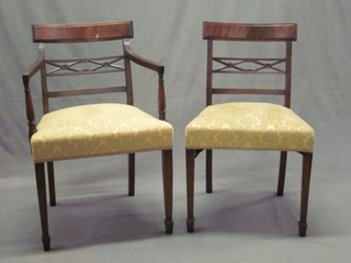 A set of 8 19th Century mahogany bar back dining chairs with carved mid rails, 2 carvers and 6 standard