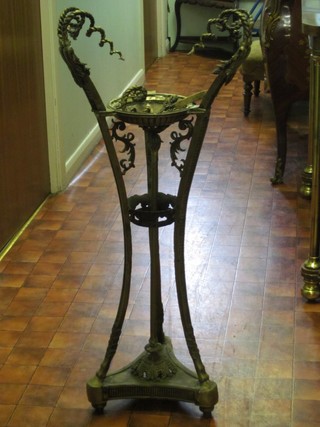 A reproduction Victorian gilt metal and porcelain wash stand frame 